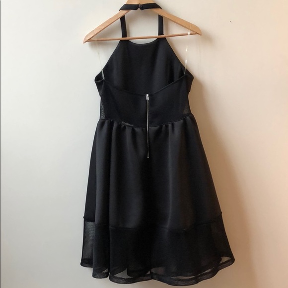 Black scuba mesh halter midi dress - Picture 4 of 7
